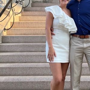 White one-shoulder dress